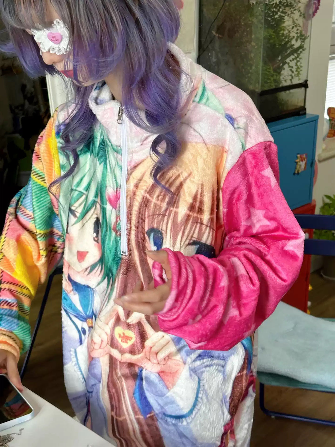Anime Patchwork Half-Zip Lounge Fleece — view 5