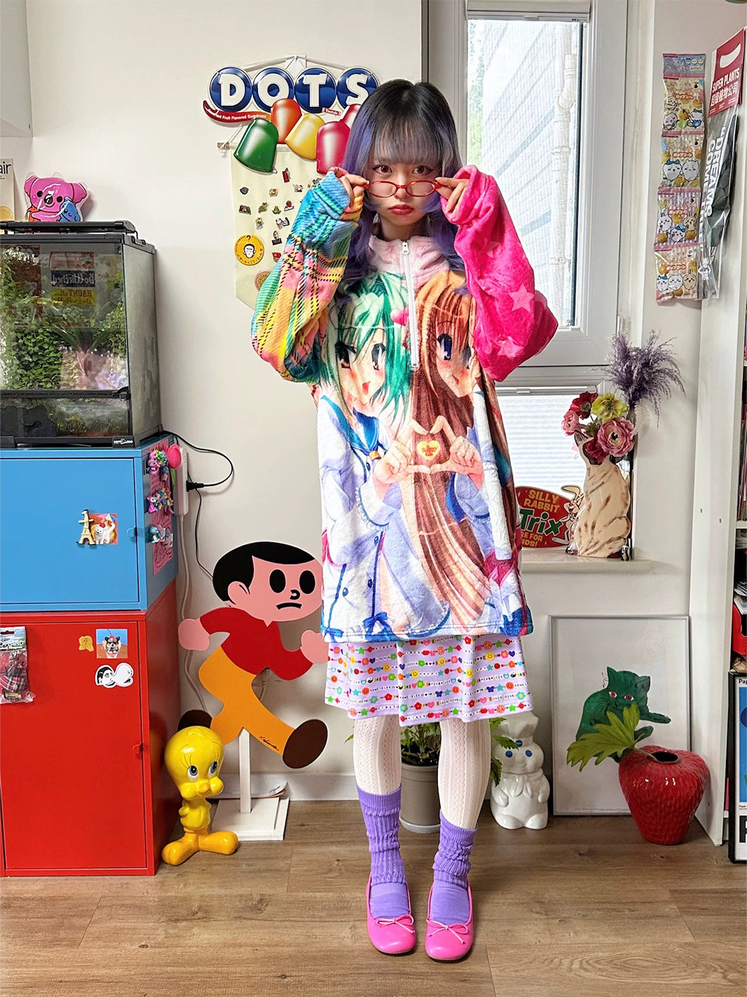 Anime Patchwork Half-Zip Lounge Fleece — view 7