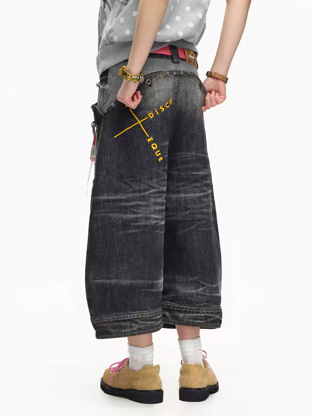 Strata Studded Long Denim Shorts — view 2