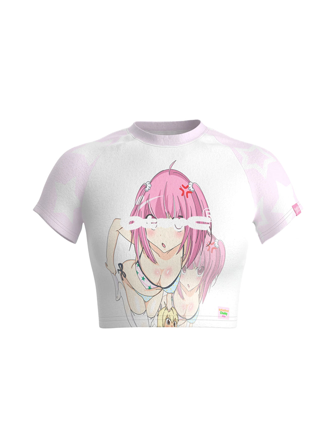 Pink Starlight Anime Raglan Crop Tee — view 1