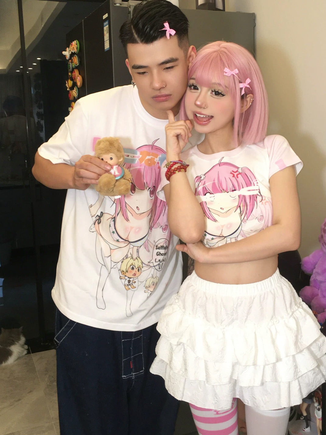 Pink Starlight Anime Raglan Crop Tee — view 2