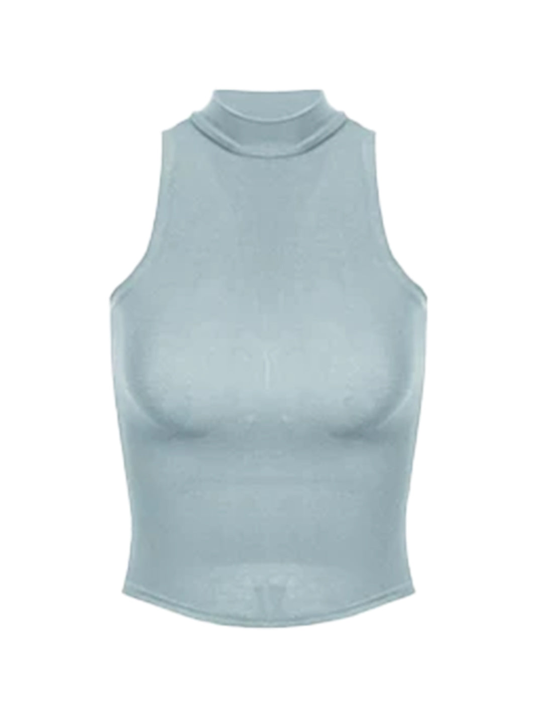 Ice Blue Mock-Neck Knit Crop Top — view 1