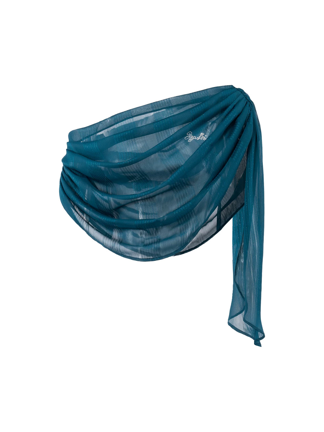 Peacock Shimmer Draped Chiffon Top — view 1
