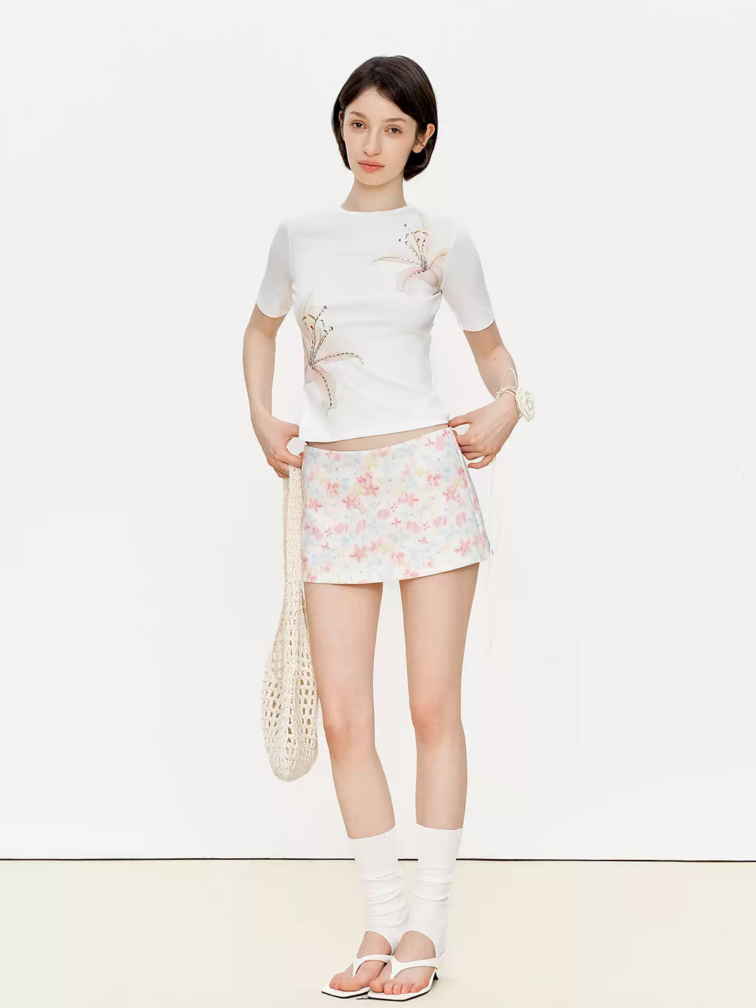 Watercolor Bloom Beaded Mini Skort — view 6