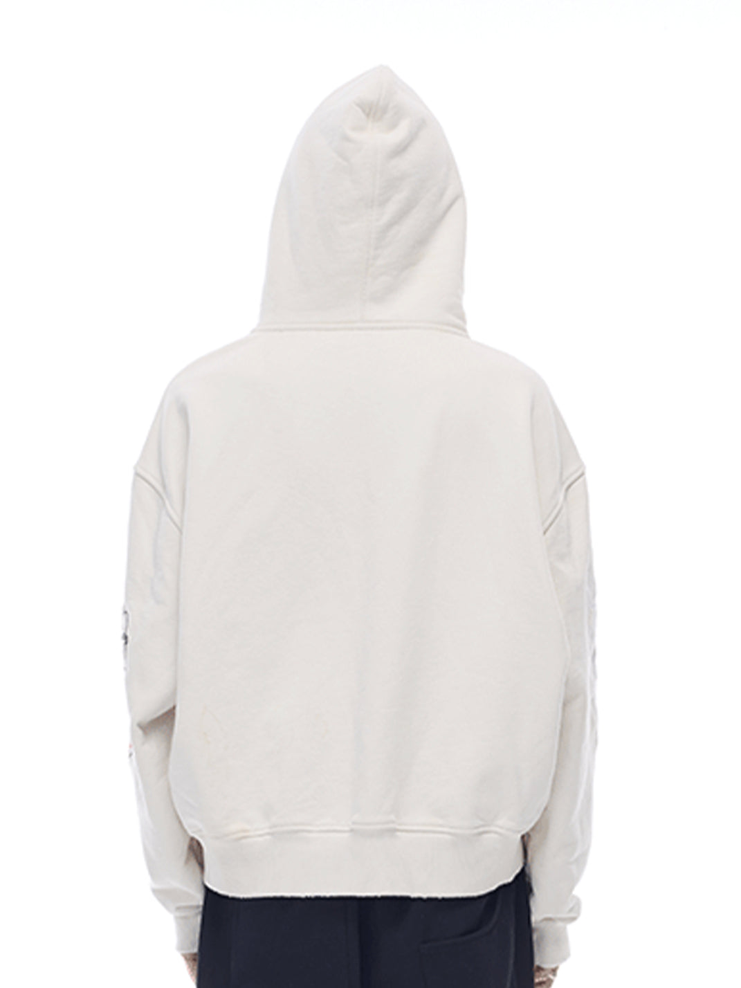 Washed Embroidery Cropped V-Neck Hoodie — view 6