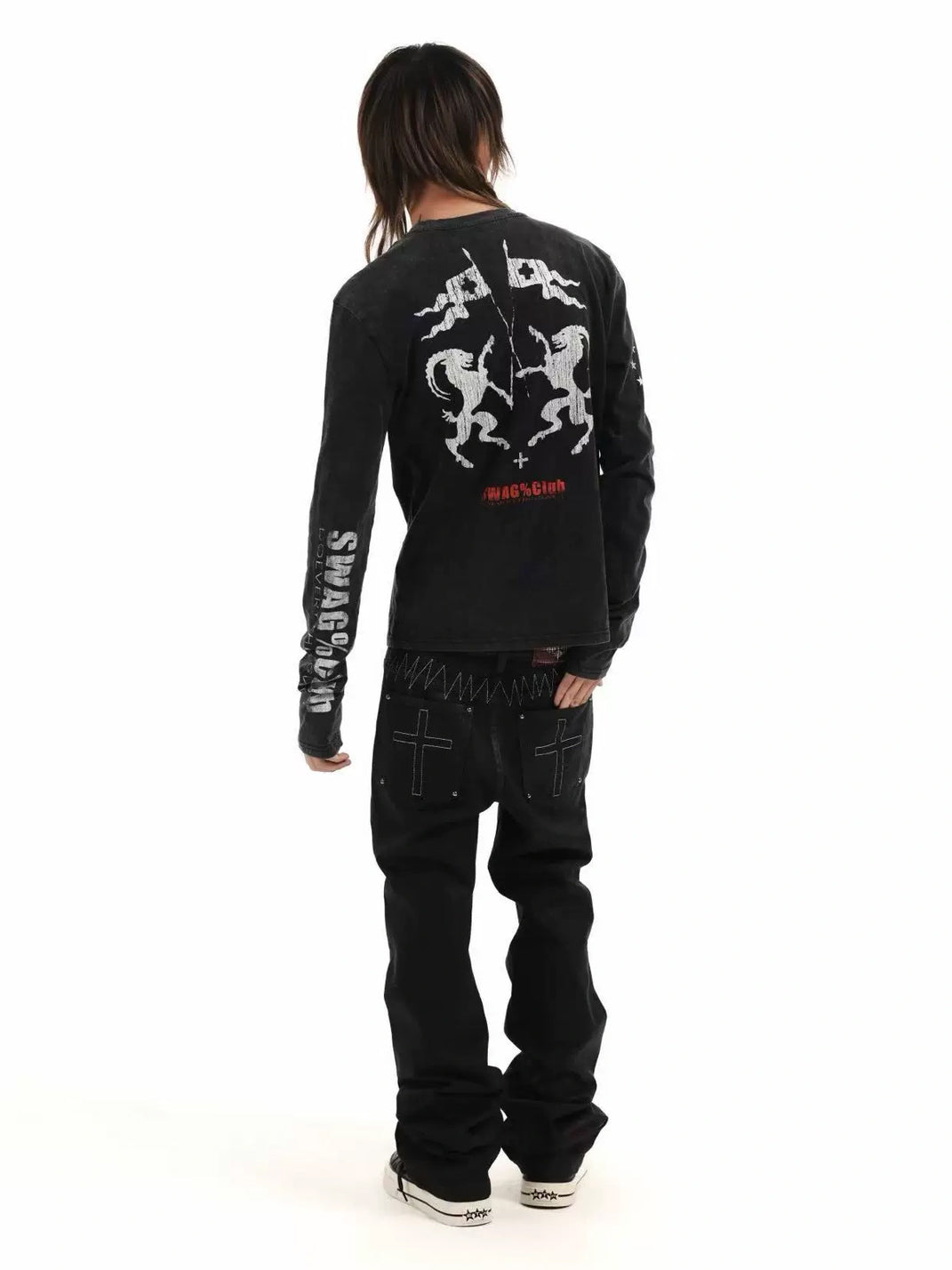 Washed Noir Allover Graphic Long-Sleeve Tee — view 8