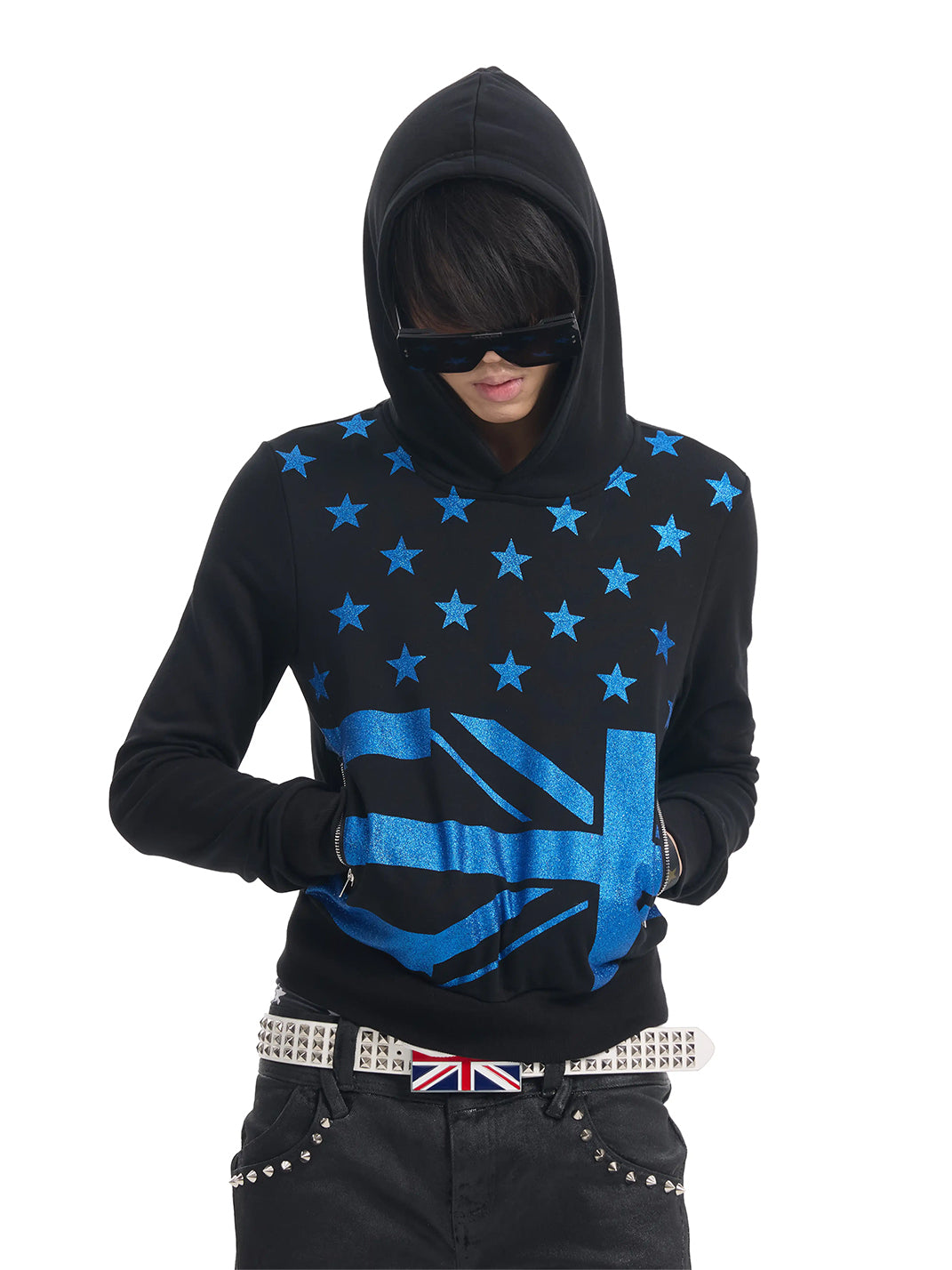 Blue Starlight Flag Pullover Hoodie — view 3