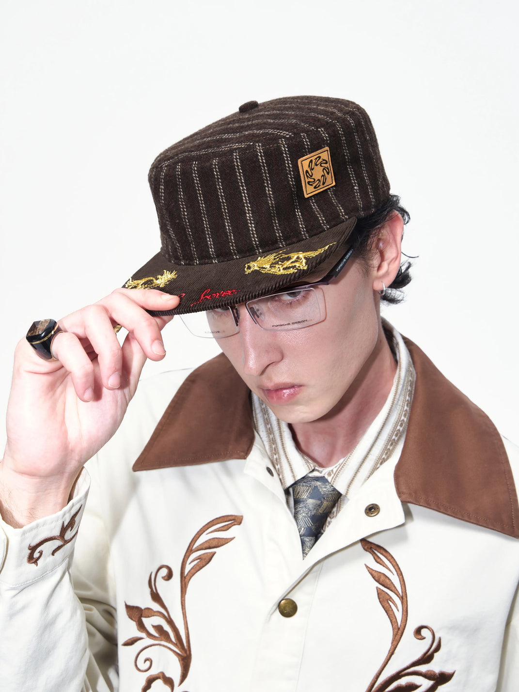 Pinstripe Crest Flat-Brim Cap — view 2