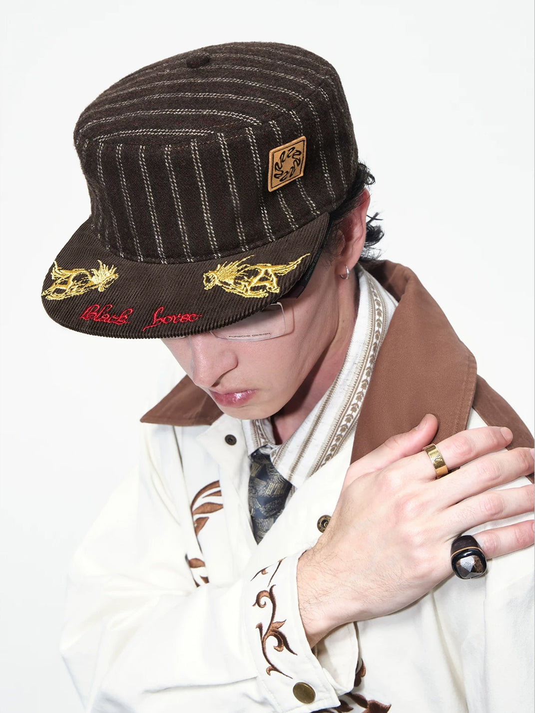 Pinstripe Crest Flat-Brim Cap — view 6