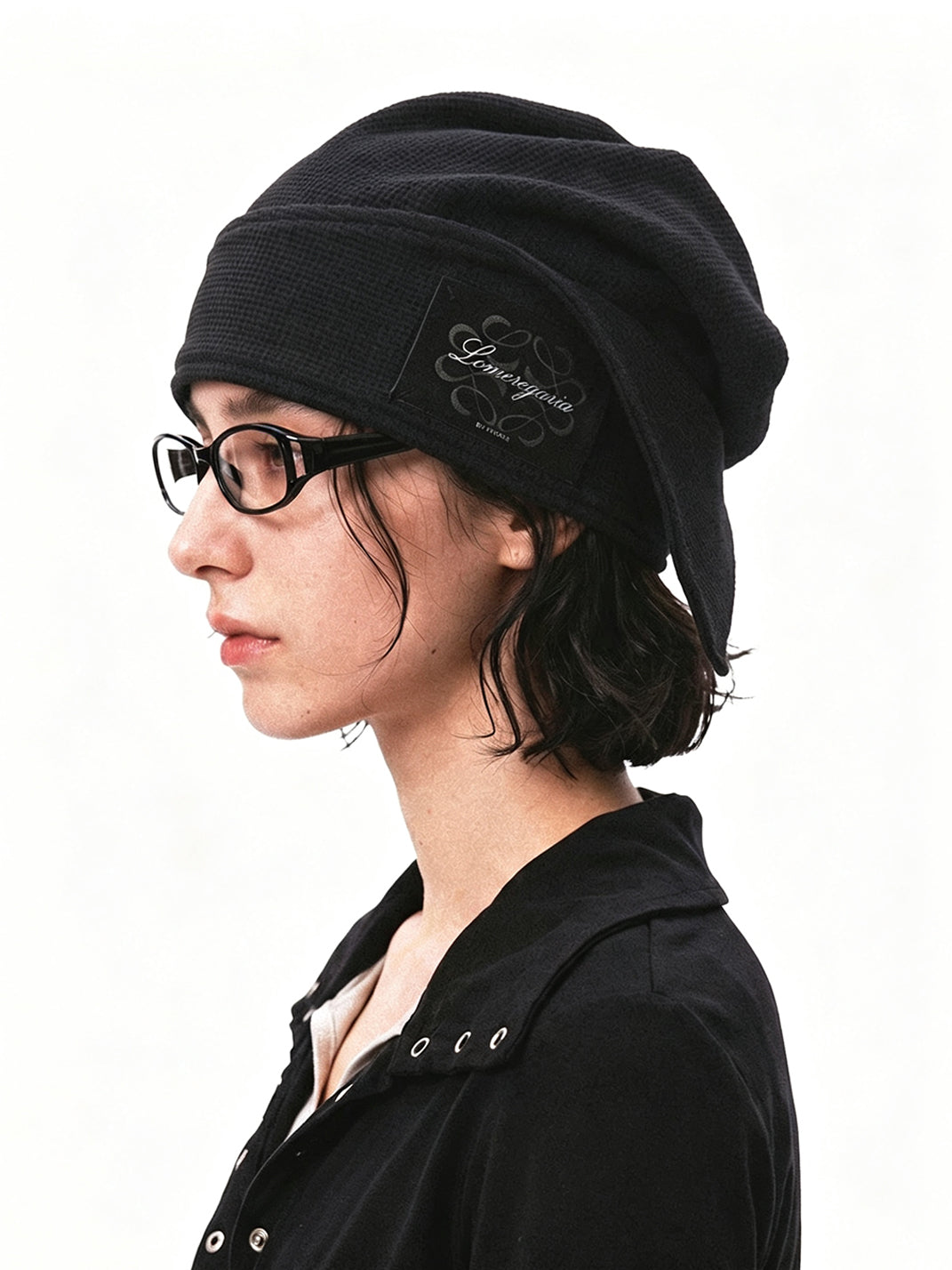 Draped Waffle Knit Button Cap — view 4