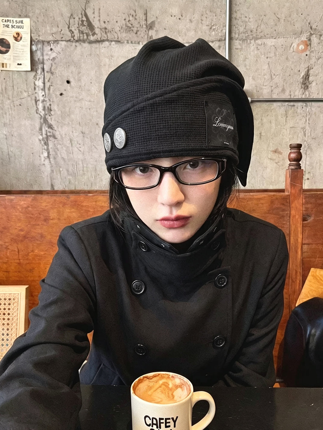 Draped Waffle Knit Button Cap — view 9
