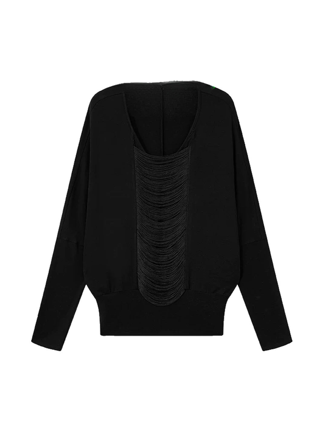 Fringe Scoop-Neck Batwing Top — view 1