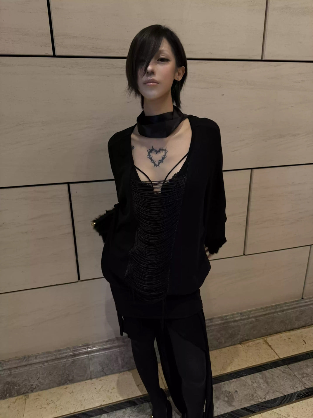 Fringe Scoop-Neck Batwing Top — view 2