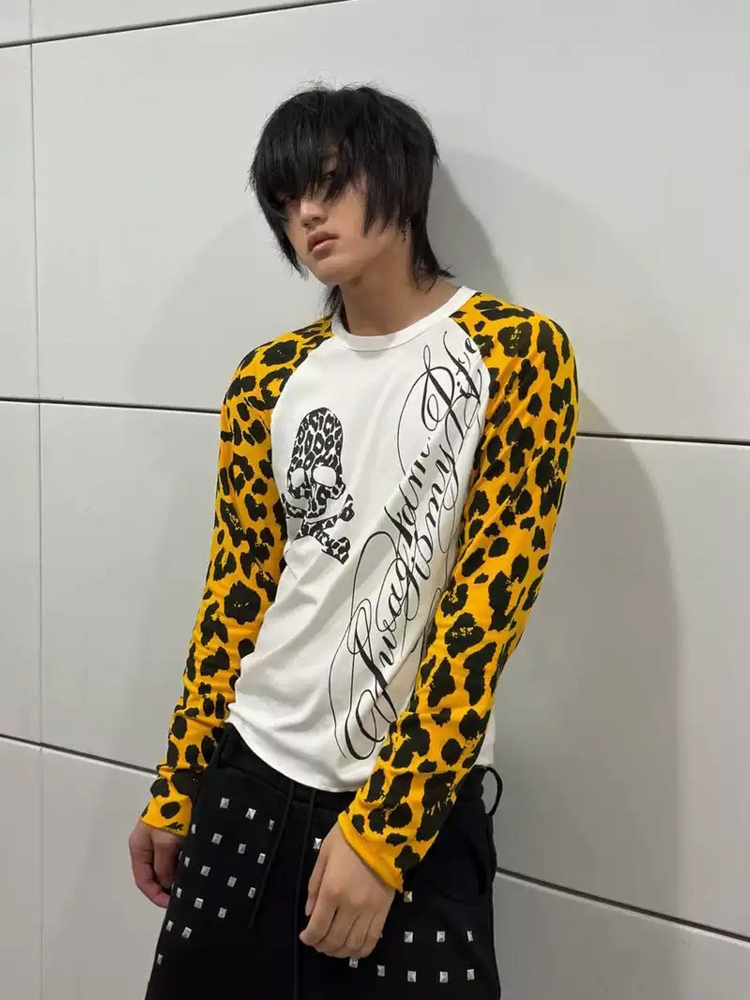 Leopard Raglan Skull Cotton-Blend Tee — view 2