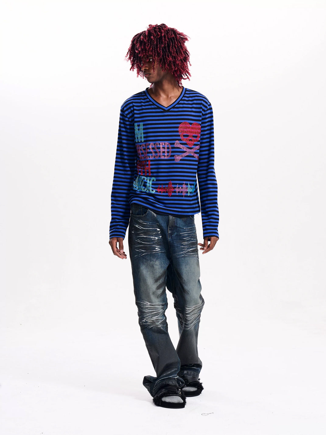 Waxed Indigo Flare Jeans — view 9