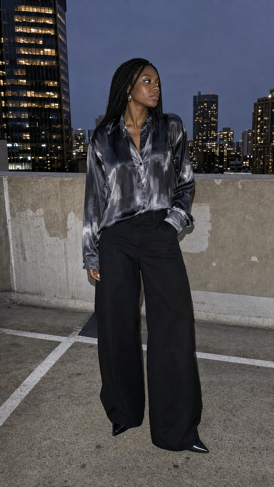 Abstract Satin Oversized Shirt UGC showcase 2
