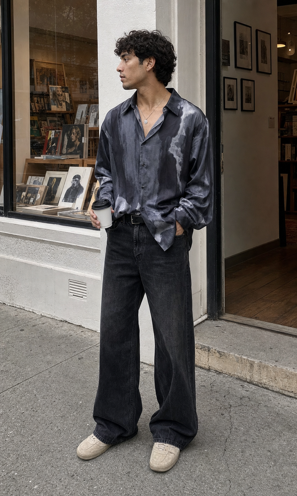 Abstract Satin Oversized Shirt UGC showcase 3
