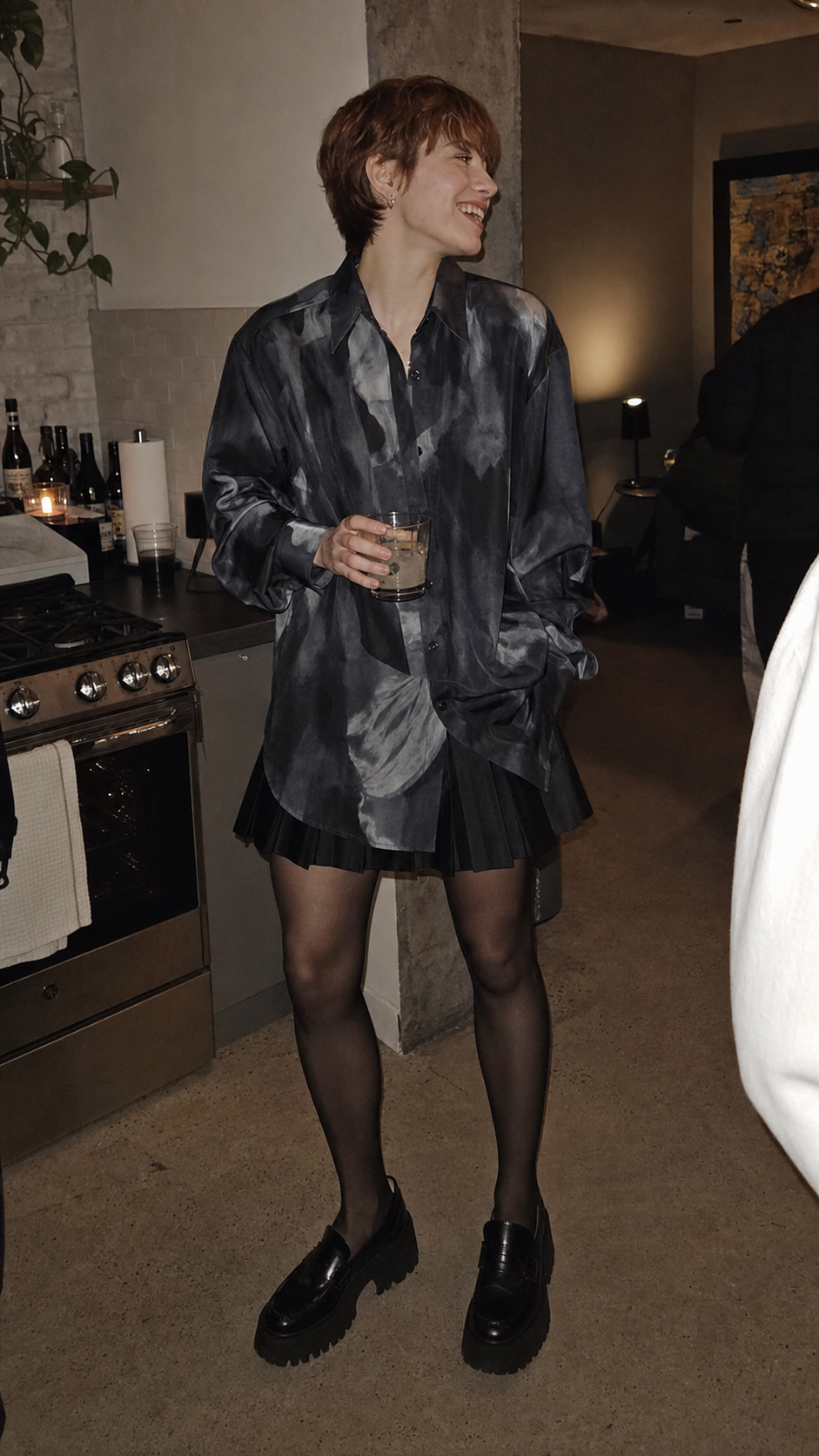 Abstract Satin Oversized Shirt UGC showcase 4
