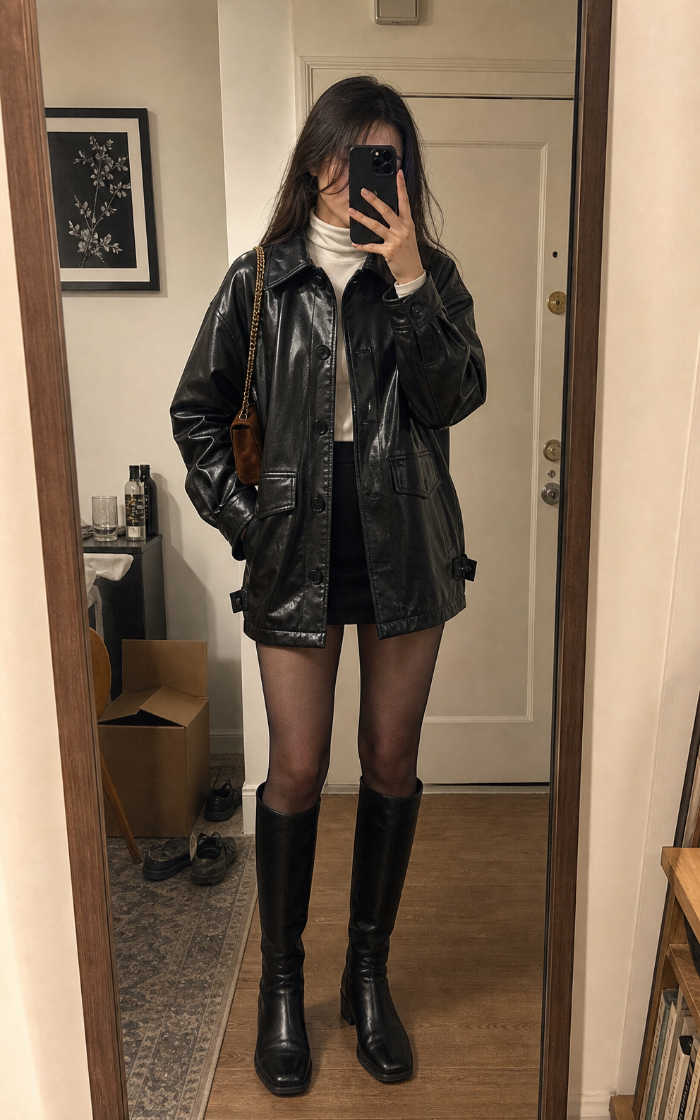 Black Retro-Style Eco-Friendly PU Leather Moto Jacket UGC showcase 1