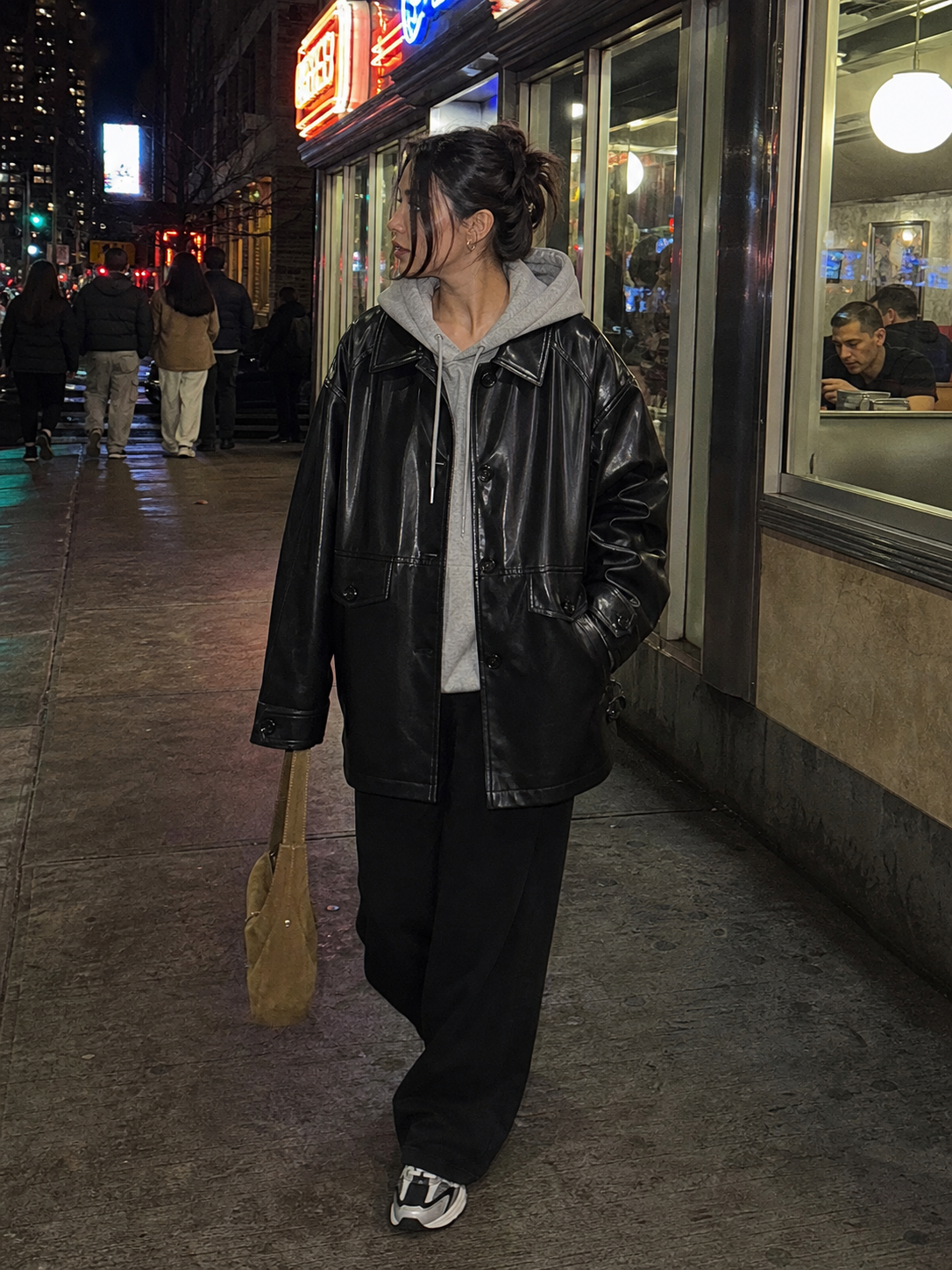 Black Retro-Style Eco-Friendly PU Leather Moto Jacket UGC showcase 2