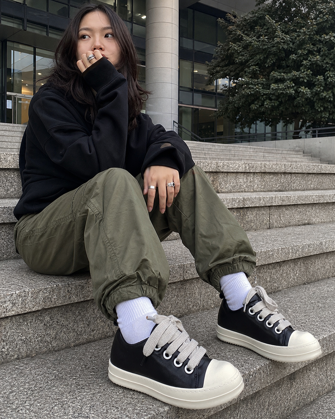 Black Thick Sole Casual Sneakers UGC showcase 4
