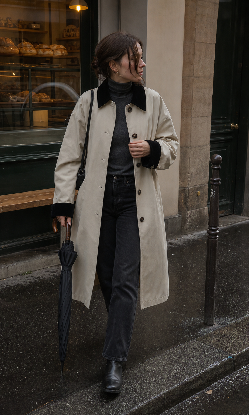New Retro Color-Block Long Trench Coat UGC showcase 2