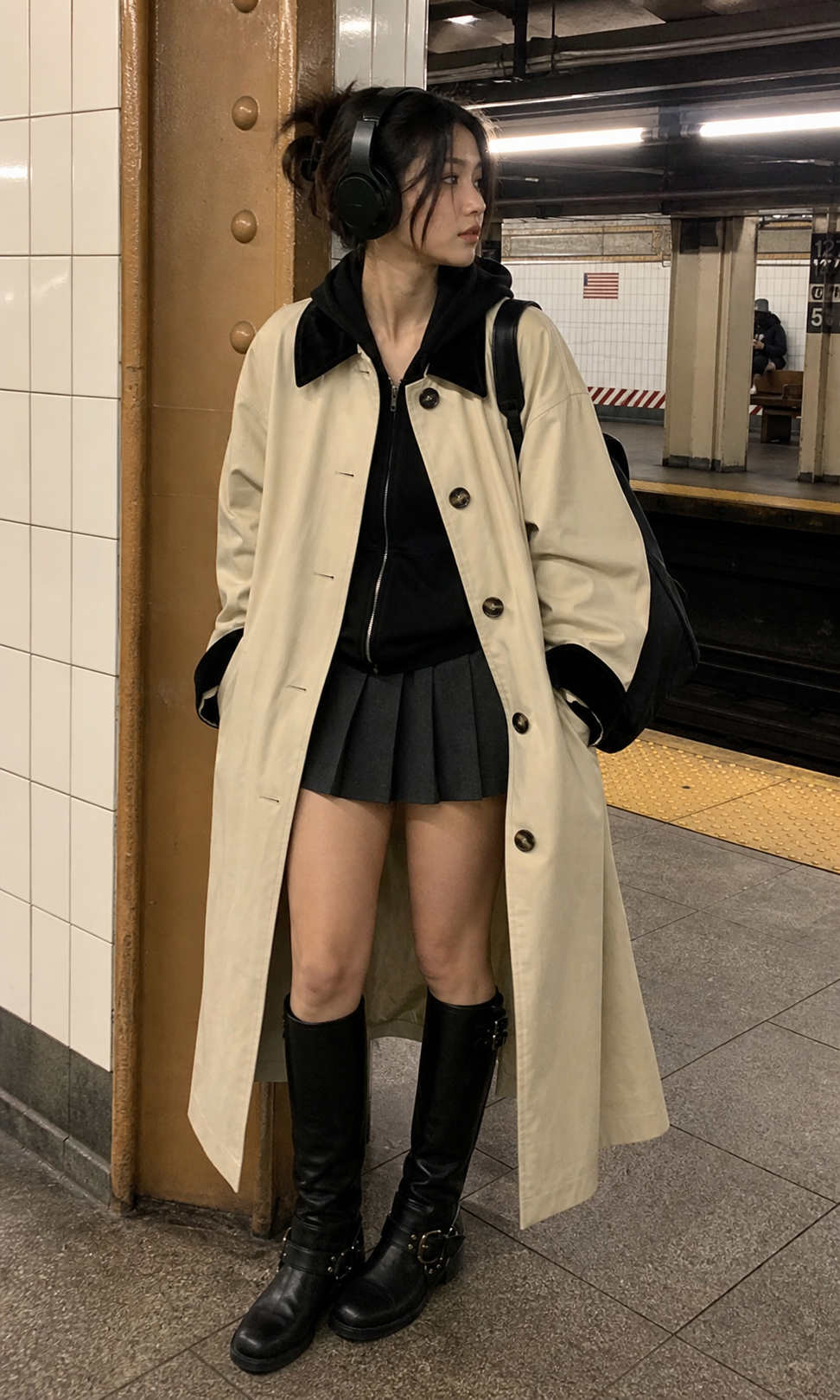 New Retro Color-Block Long Trench Coat UGC showcase 3