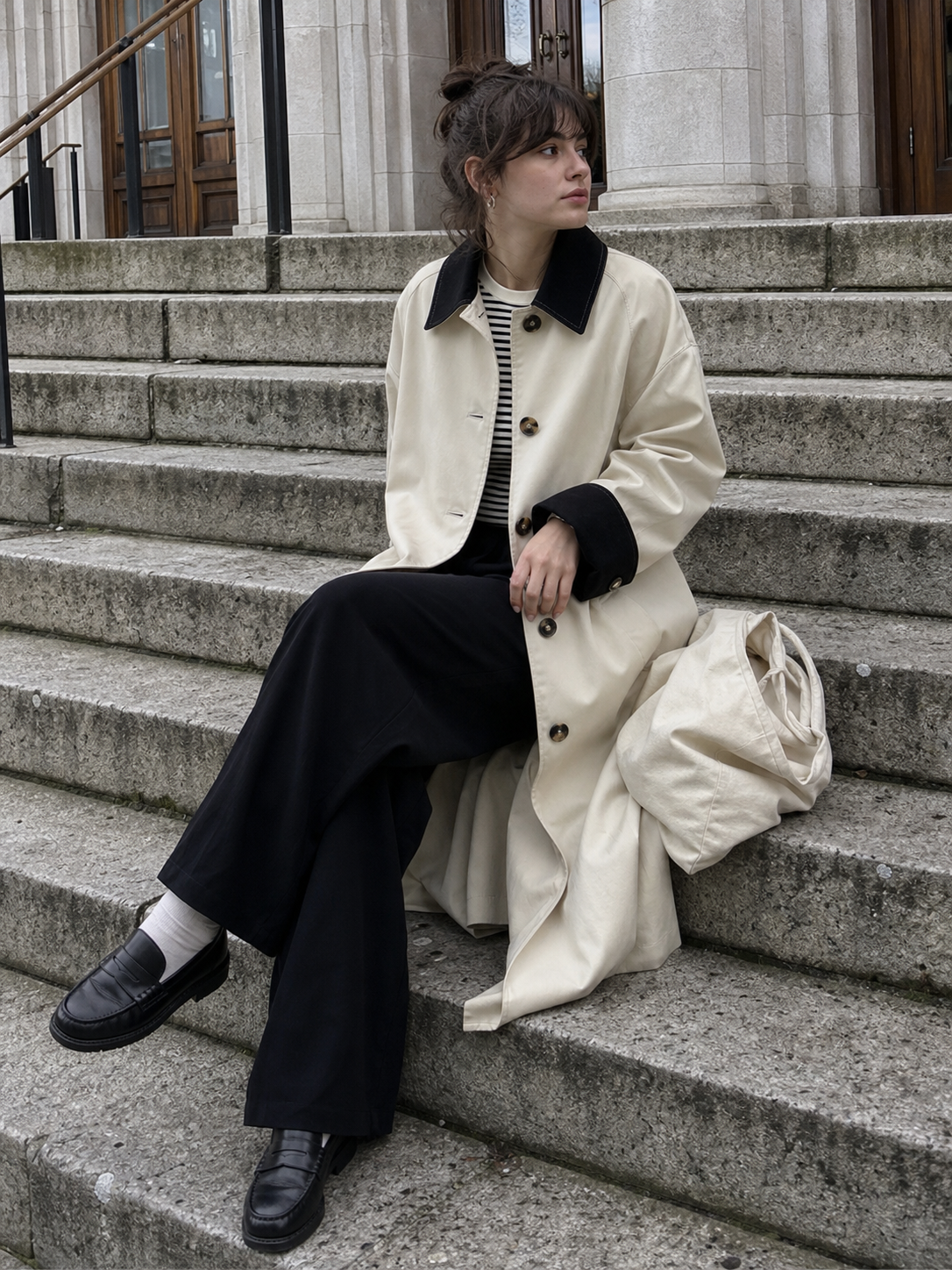 New Retro Color-Block Long Trench Coat UGC showcase 4