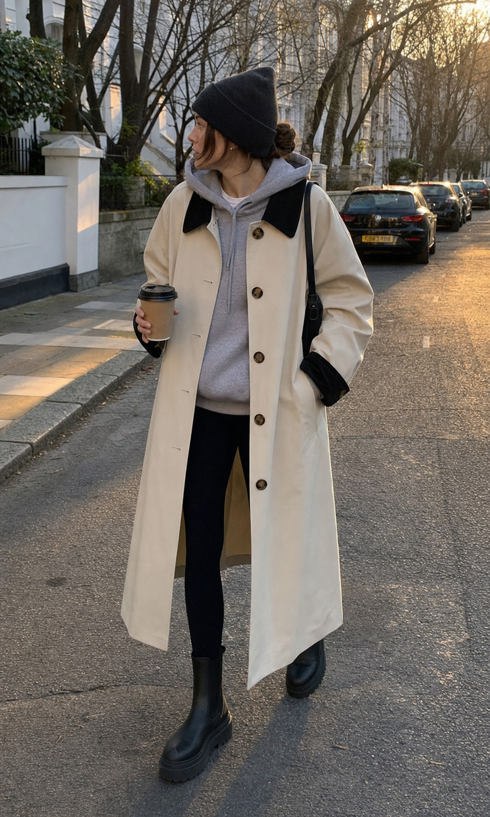 New Retro Color-Block Long Trench Coat UGC showcase 5