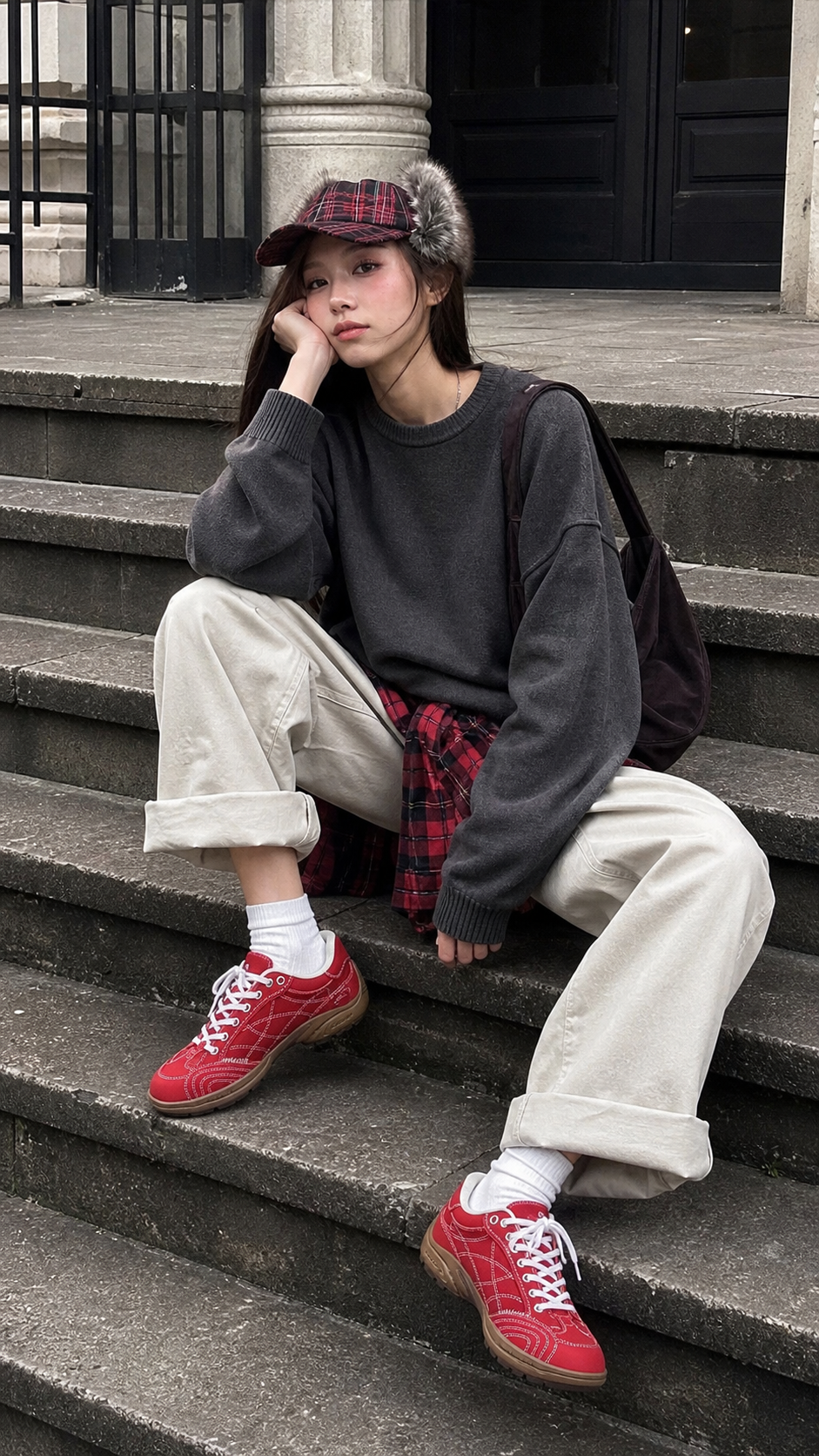 Red Donkey Retro Runner sneakers city steps UGC