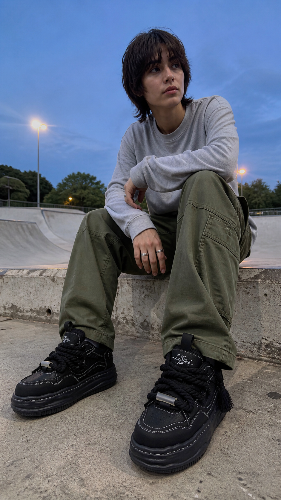 Black 7CM Wavy Platform Sneakers skatepark UGC