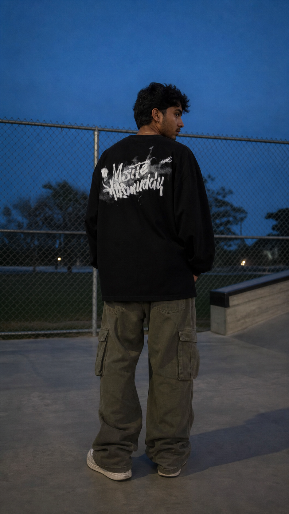 Graphic Oversized Long Sleeve Tee black back UGC skatepark