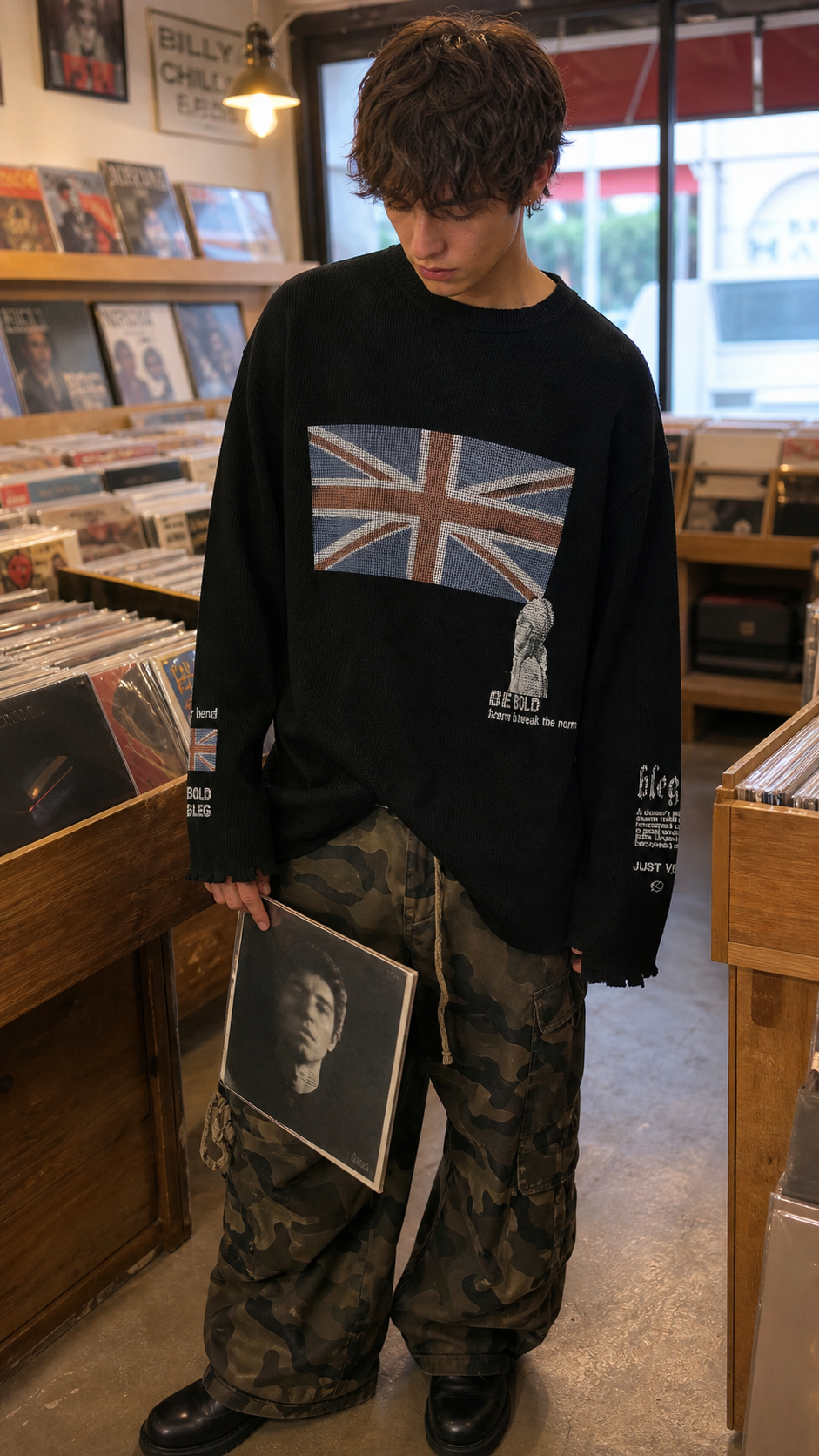 Black Union Wave waffle long-sleeve tee record store UGC