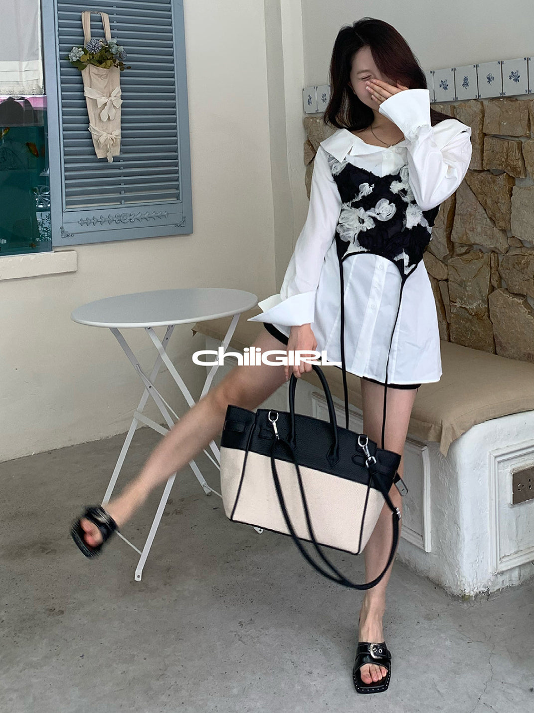 Buckled Square-Toe Low-Wedge Slide Sandals - View 8
