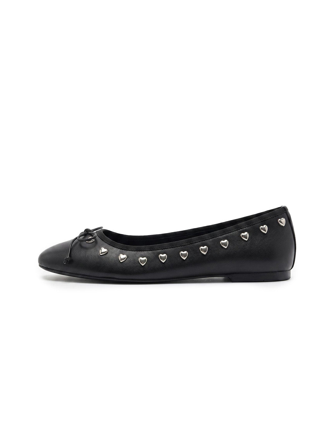 Heart-Rivet Bow Ballet Flats