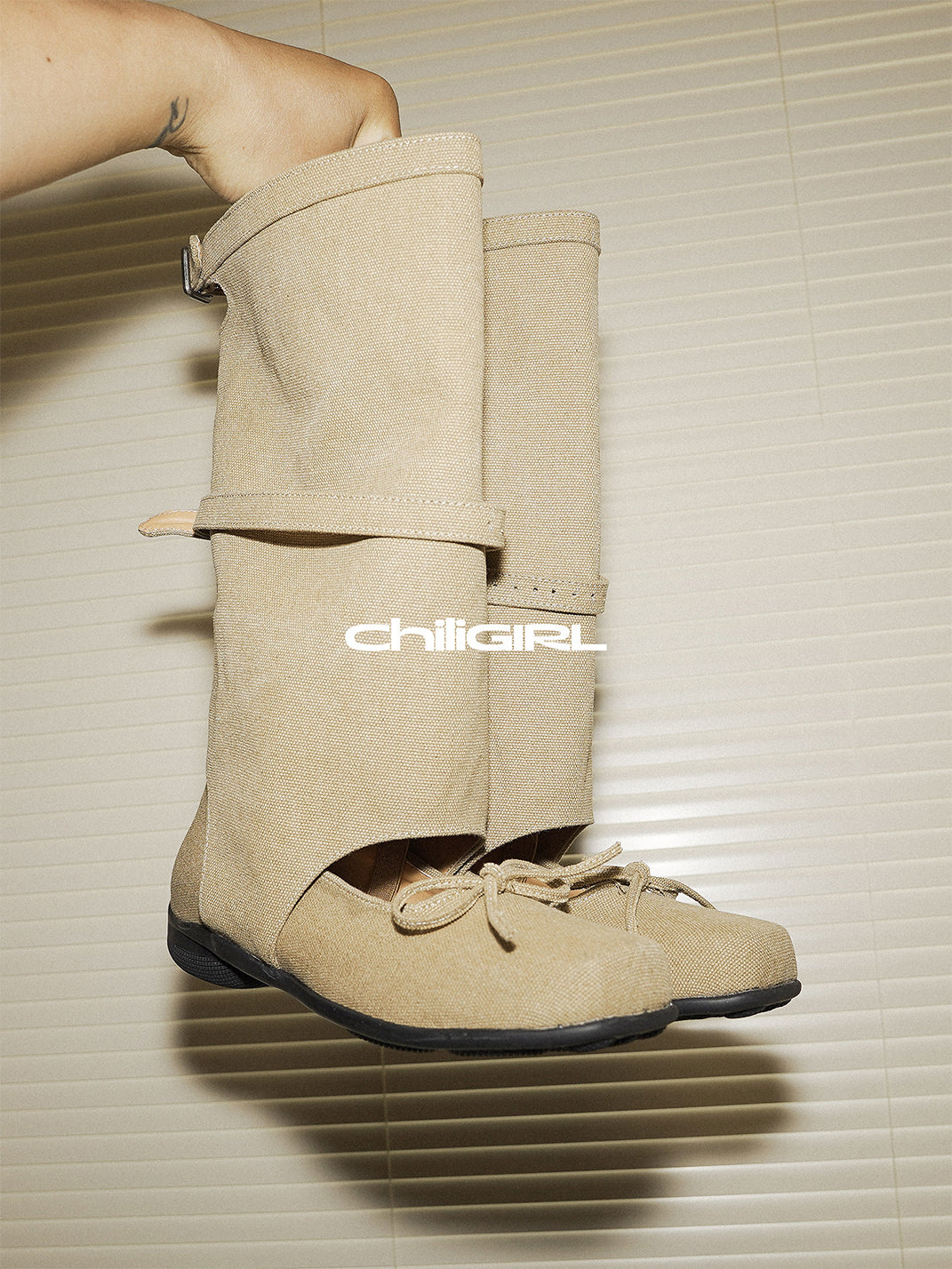 Mary Jane Tall Denim Sandal Boots - View 12