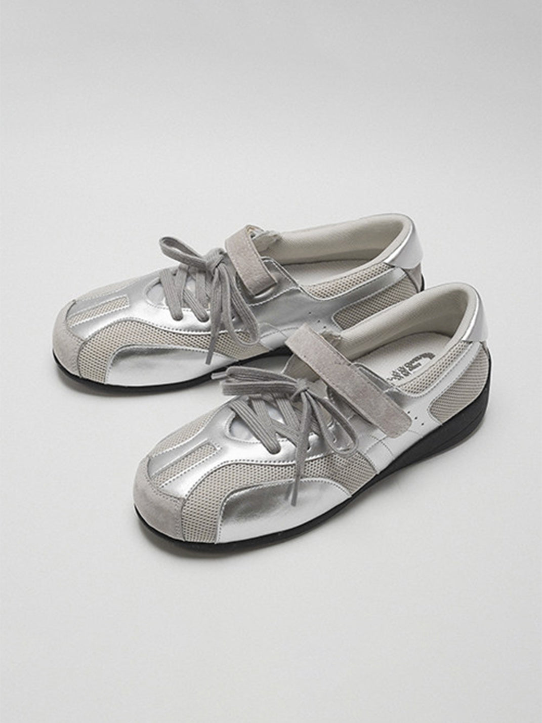 Silver Mesh Velcro Trainer Sneakers - View 4