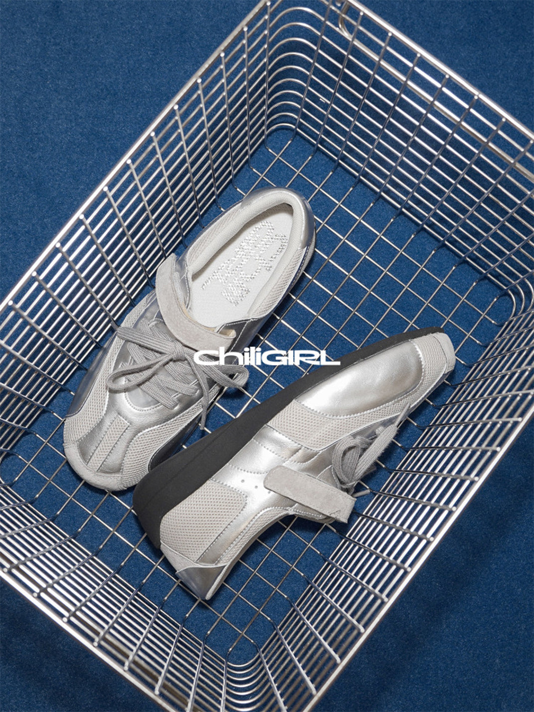 Silver Mesh Velcro Trainer Sneakers - View 8