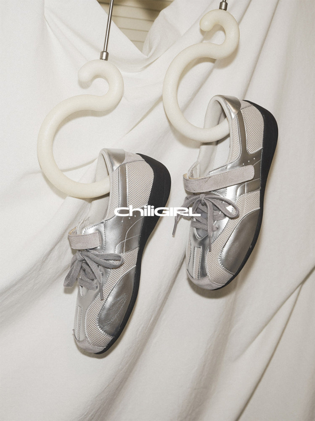 Silver Mesh Velcro Trainer Sneakers - View 9