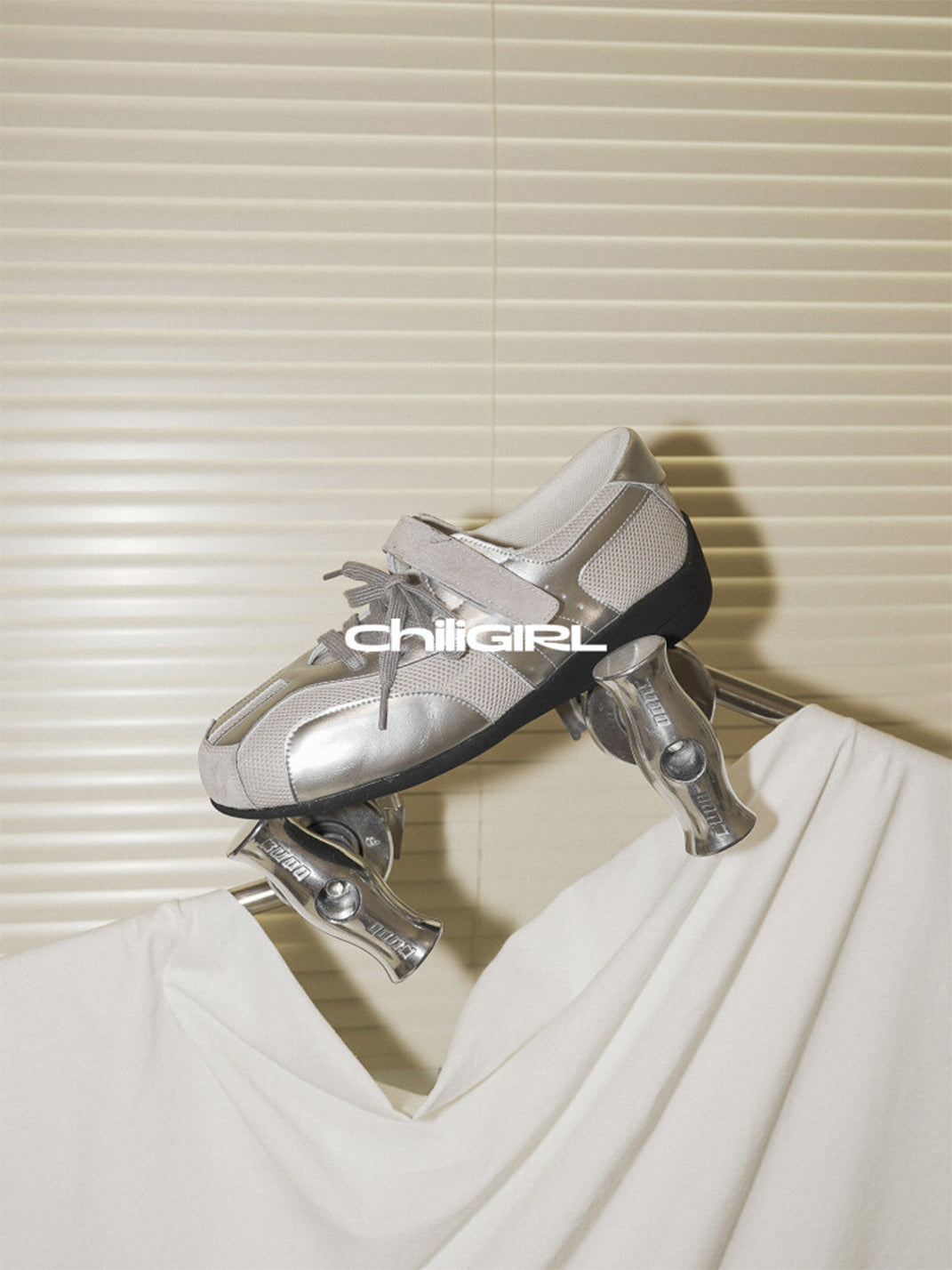 Silver Mesh Velcro Trainer Sneakers - View 10