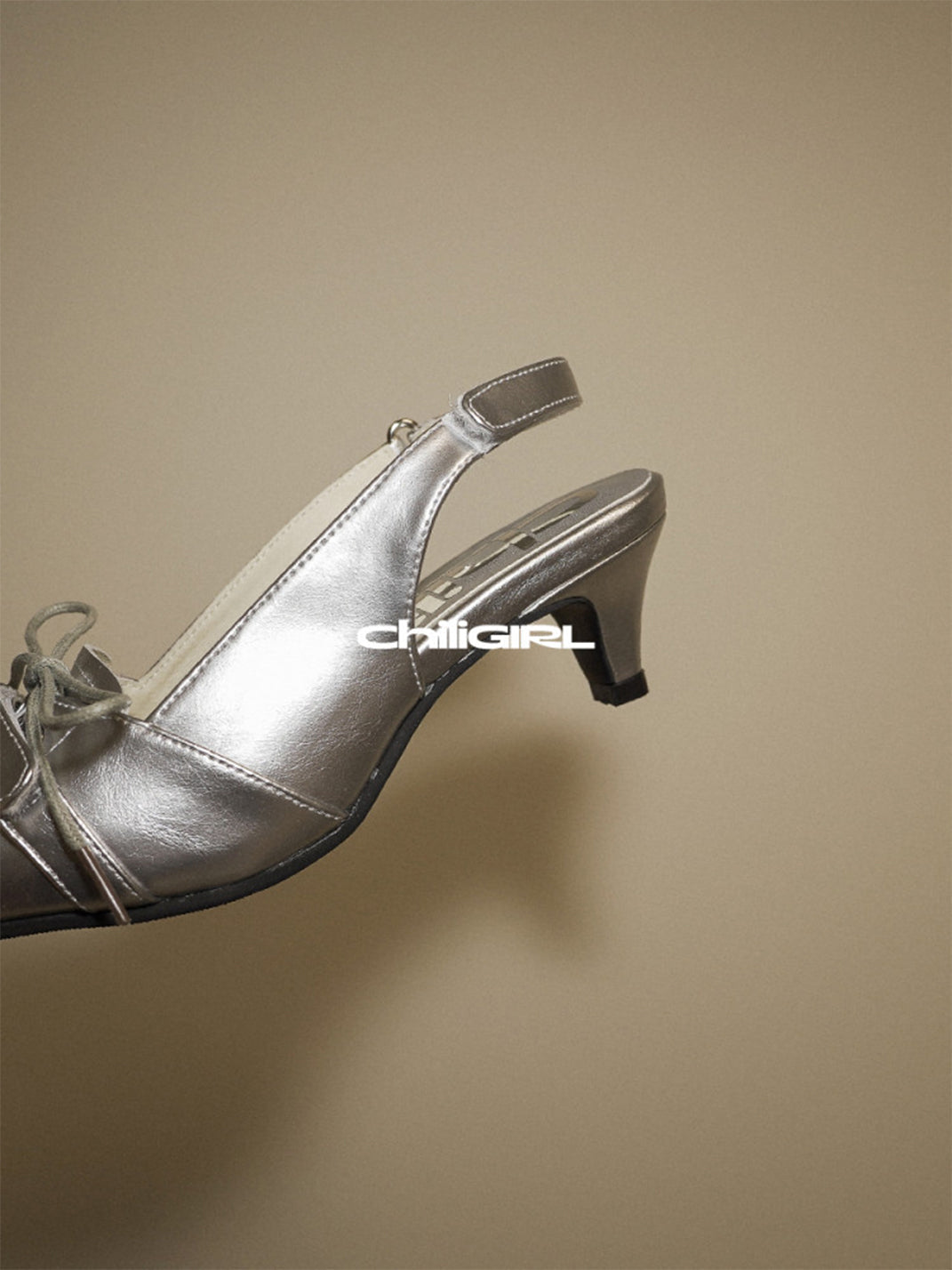 Silver Pointed-Toe Kitten-Heel Slingbacks - View 8