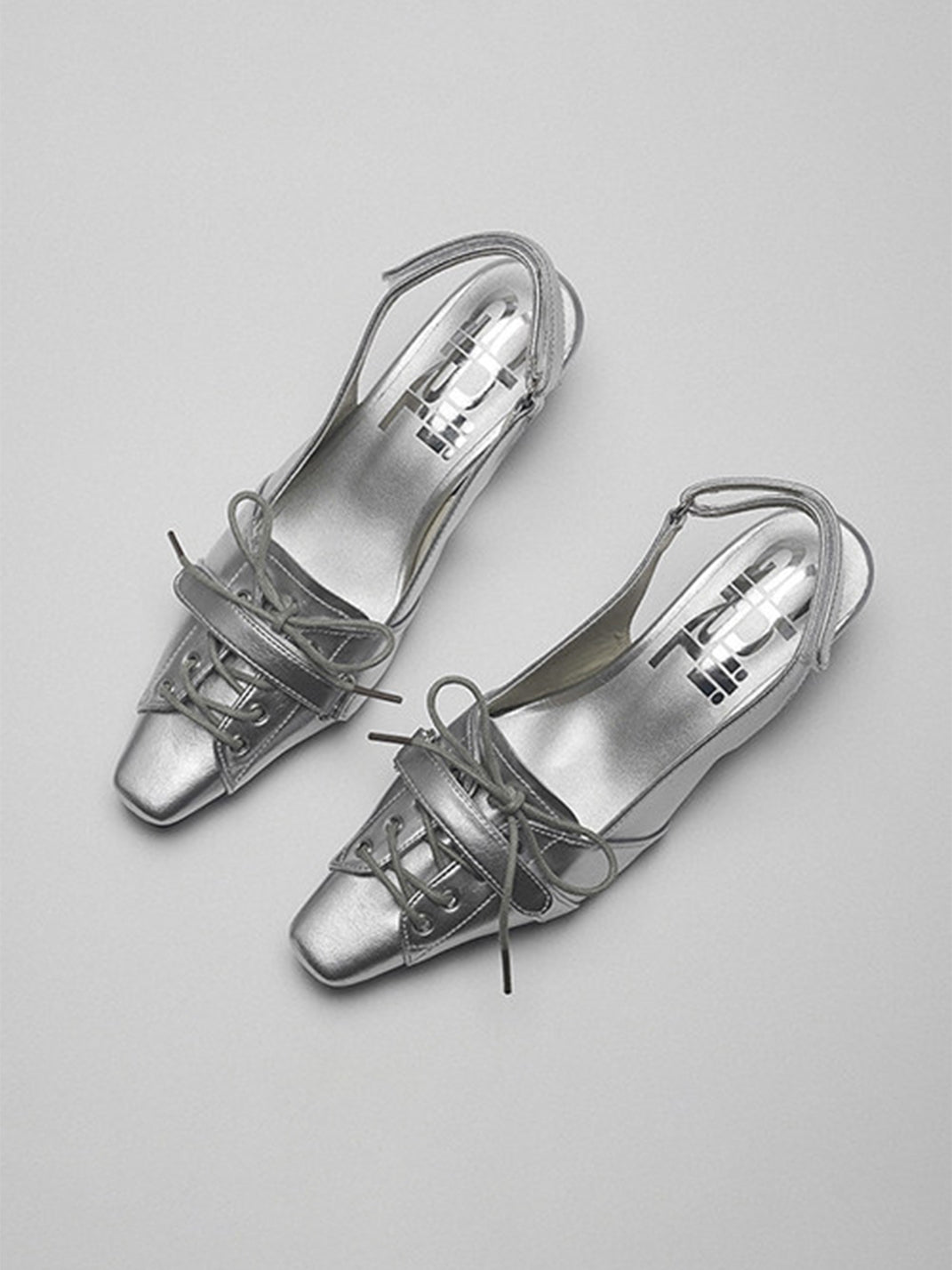 Silver Pointed-Toe Kitten-Heel Slingbacks - View 10