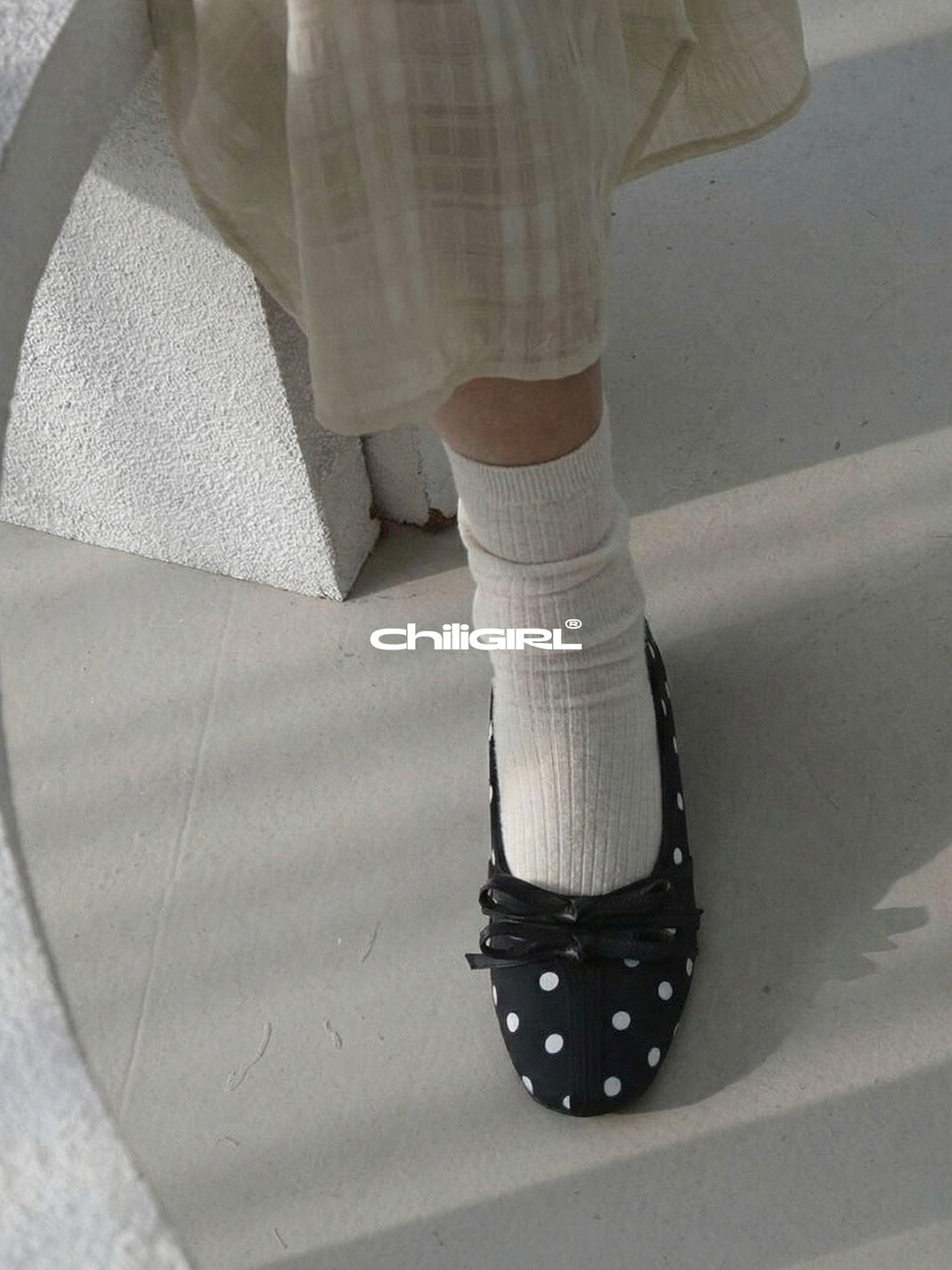 Polka-Dot Bow Mary Jane Ballet Flats - View 8