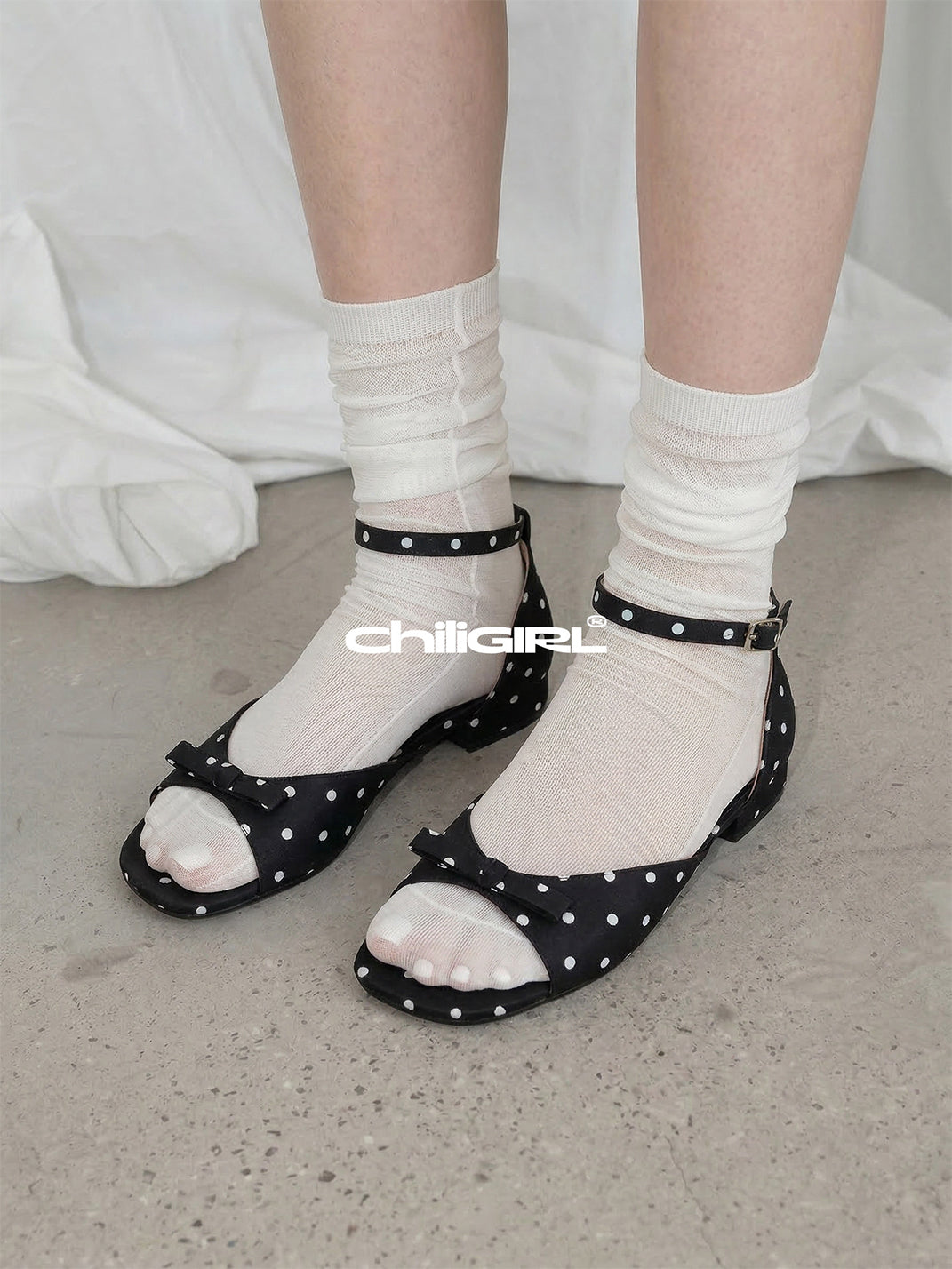 Polka-Dot Ankle-Strap Open-Toe Sandals - View 2