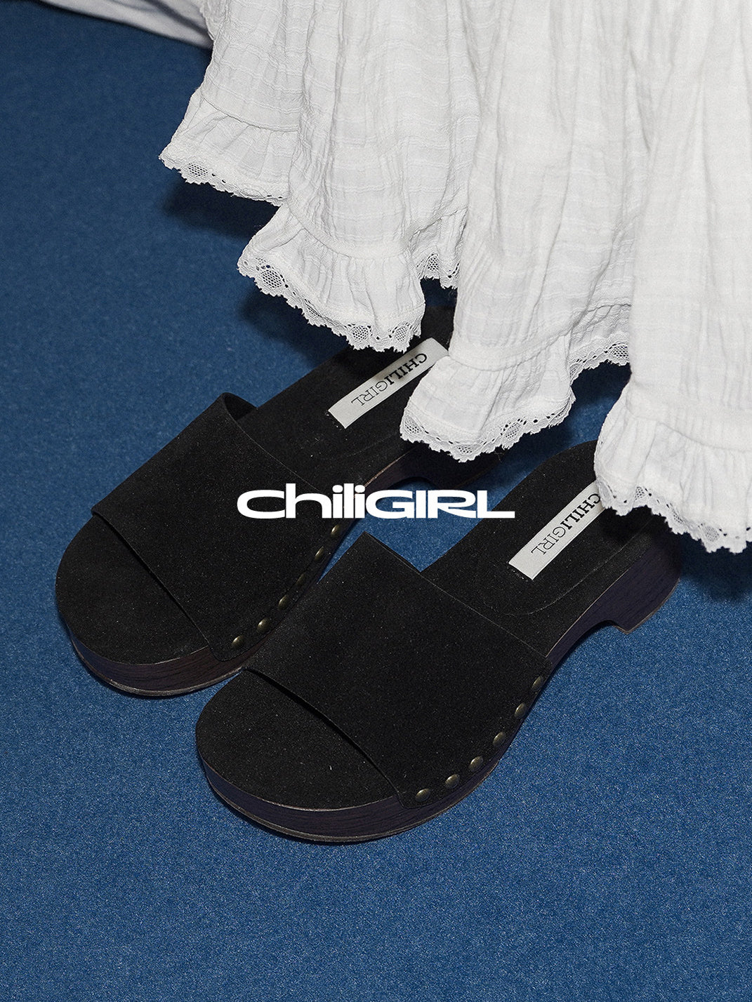 Studded Brown Sculpted-Heel Slides - View 10