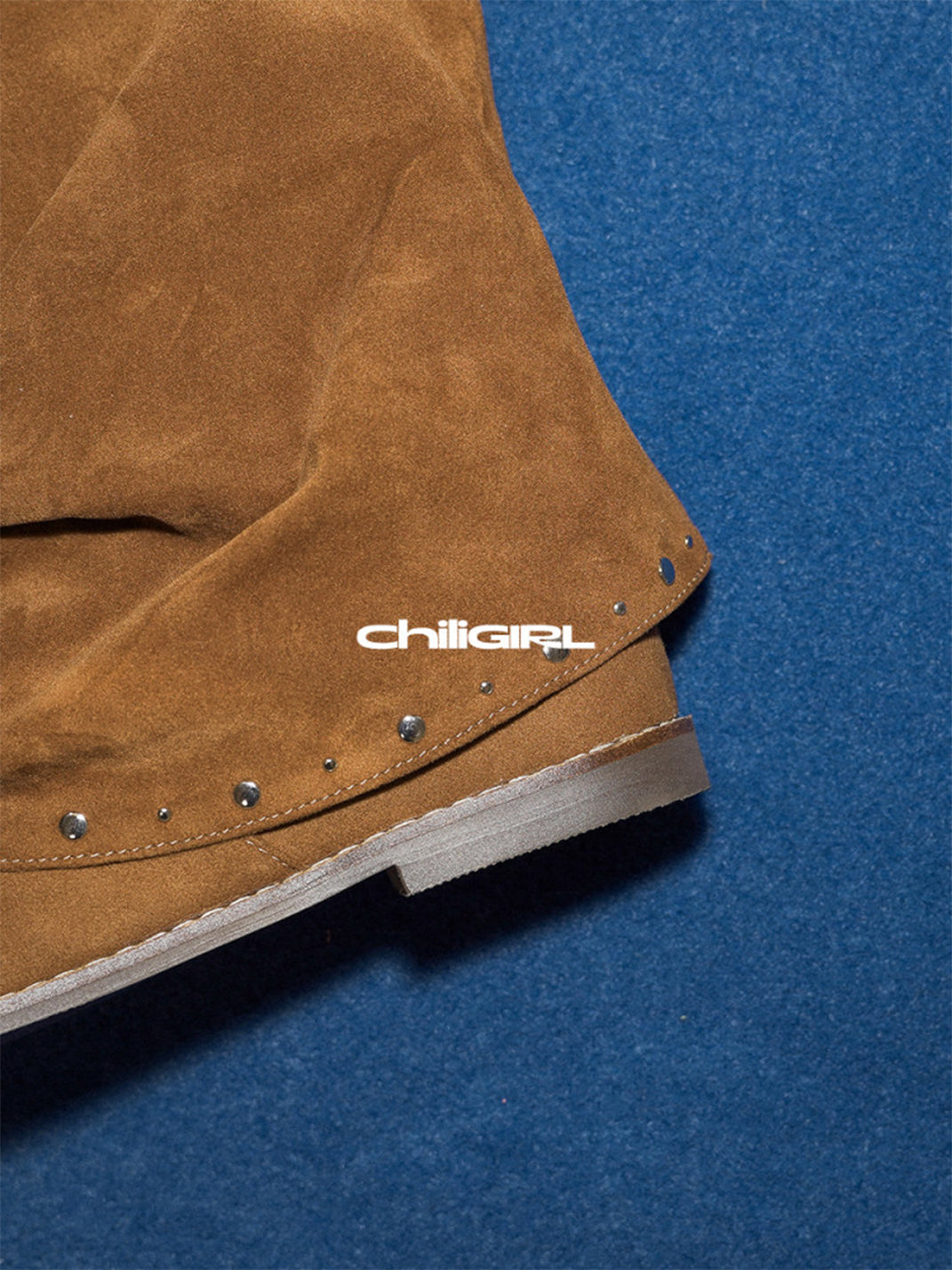 Studded Suede Open-Toe Tall Boots - View 9