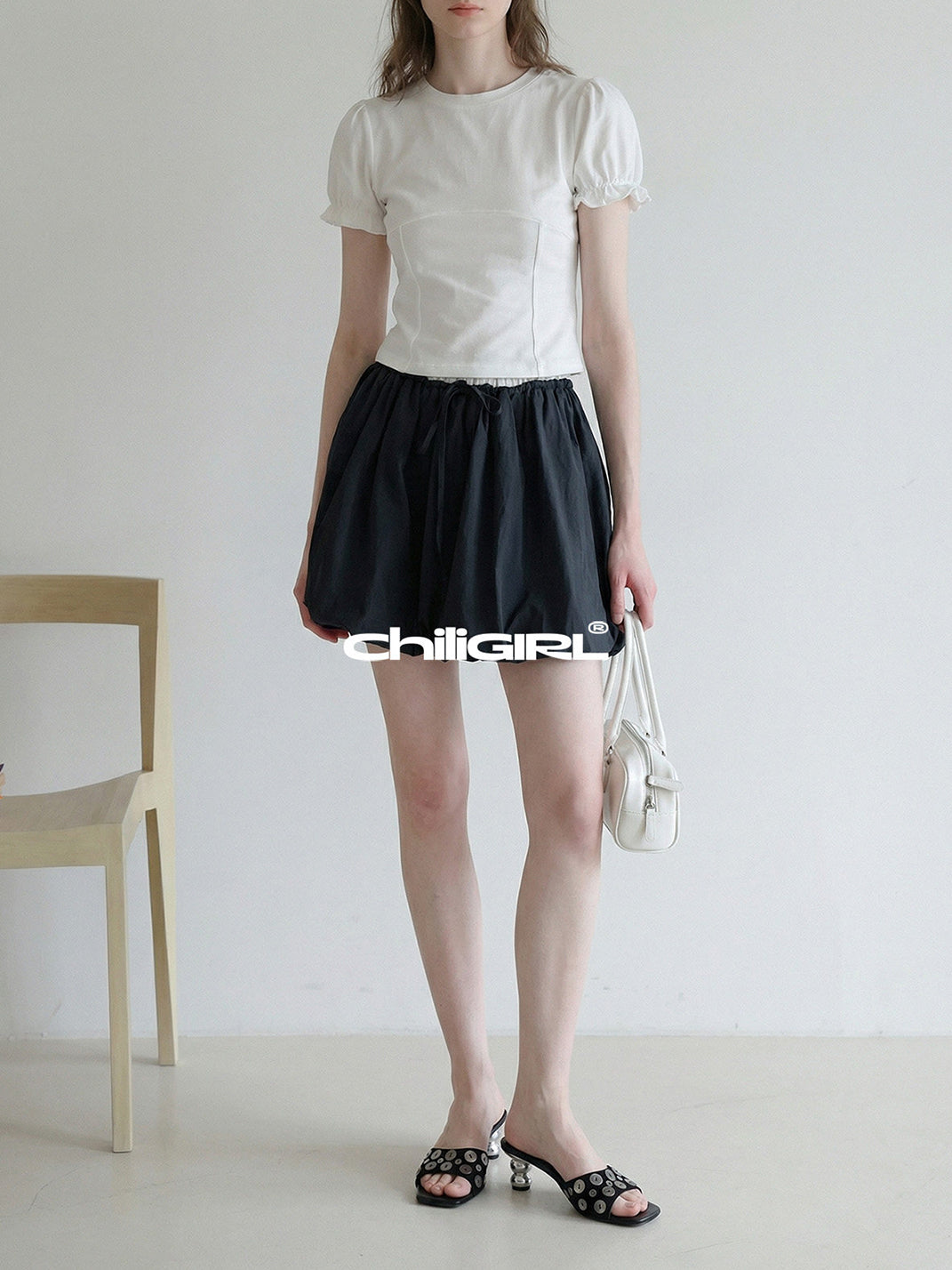 Black Shell-Buckle Sculpted-Heel Slides - View 6