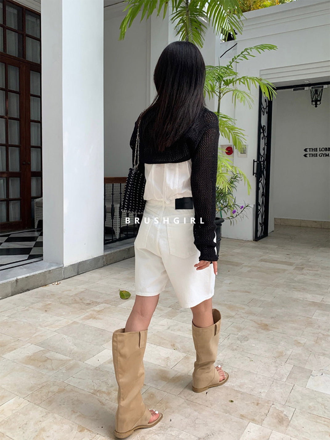 Khaki Western Thong Knee-High Sandal Boots - View 11