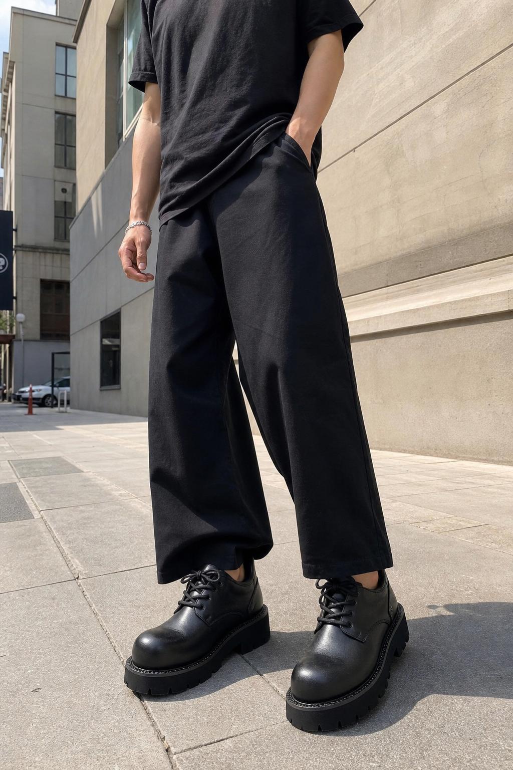 Chunky Black Platform Derby Shoes with Rounded Toe UGC showcase 1