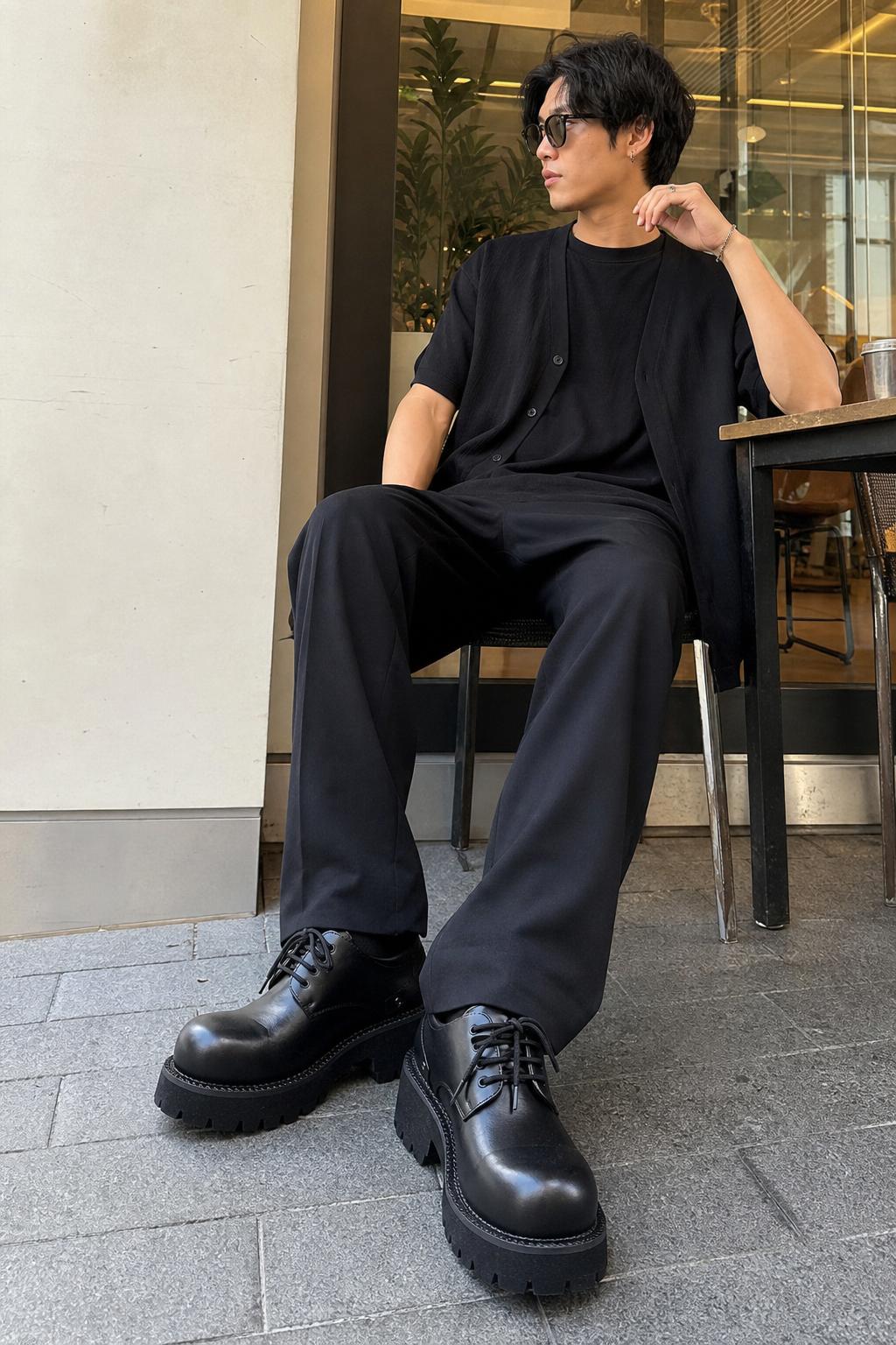 Chunky Black Platform Derby Shoes with Rounded Toe UGC showcase 5